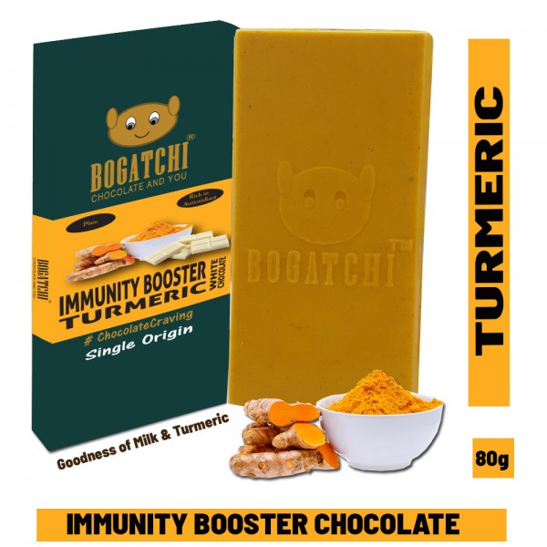 BOGATCHI Healthy Turmeric Milk White Chocolate Bar, Pure, 80g